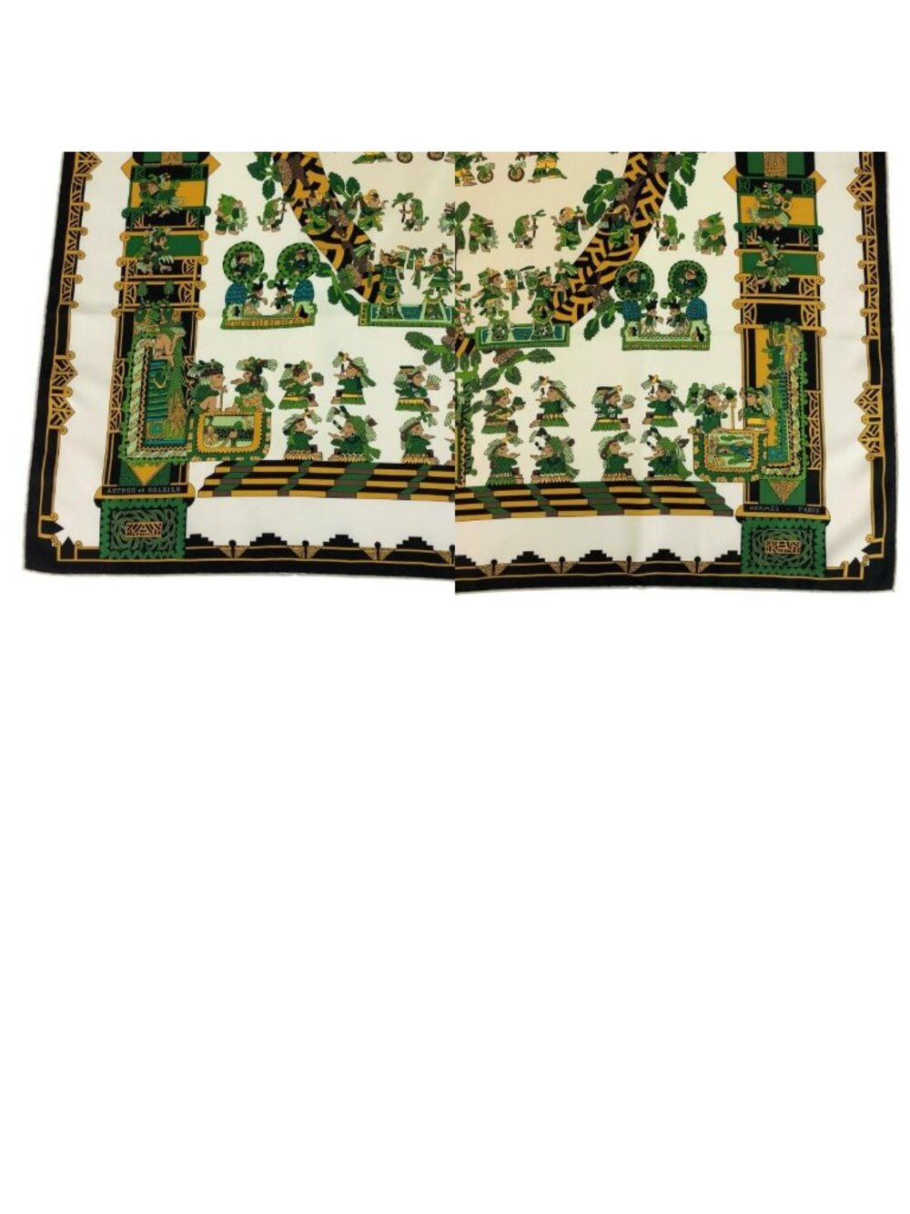 Hermes Astres Et Soleils Carre 90 Green Multicolor Silk Scarf - Picture 9 of 9
